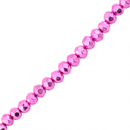 Top Facet kralen 4x3mm disc Metallic fuchsia pink