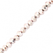 Top Facet kralen 4x3mm disc Metallic light pink