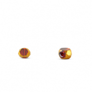 Glaskralen irregular Red transparent-gold