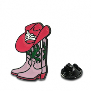 Pins cowboylaars met hoed Lilac pink-magenta-green