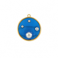 Resin hangers rond met parels Gold-blue-white