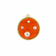 Resin hangers rond met parels Gold-orange-white