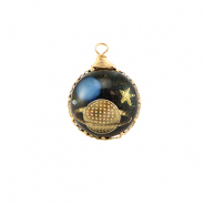 Resin hangers rond galaxy Gold-blue-glitter