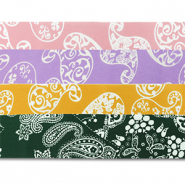 Bandana mix van 4 Light pink-purple-ochre yellow-dark green