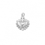 Brass TQ metaal bedels hart met kruis Silver