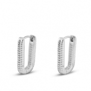 Brass TQ metaal oorbellen / oorstekers ovaal Silver