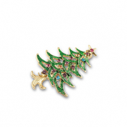 Broches kerstboom Gold-green-multicolor