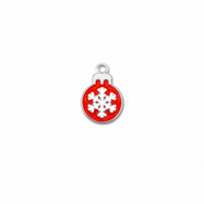 Bedels metaal kerstbal Zilver-rood-wit