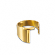 Roestvrij stalen (RVS) Stainless steel ringen letter T Gold