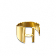 Roestvrij stalen (RVS) Stainless steel ringen letter H Gold