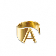Roestvrij stalen (RVS) Stainless steel ringen letter A Gold