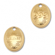 BY31® Roestvrij stalen (RVS) stainless steel bedel angelnumbers 999 / release Gold