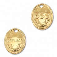 BY31® Roestvrij stalen (RVS) stainless steel bedel angelnumbers 666 / reflect Gold