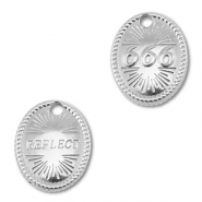 BY31&reg; Roestvrij stalen (RVS) stainless steel bedel angelnumbers 666 / reflect Silver