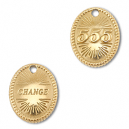 BY31® Roestvrij stalen (RVS) stainless steel bedel angelnumbers 555 / change Gold