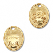 BY31® Roestvrij stalen (RVS) stainless steel bedel angelnumbers 333 / support Gold