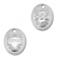 BY31®Roestvrij stalen (RVS) stainless steel bedel angelnumbers 333 / support Silver