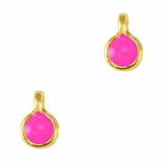 Bedels DQ metaal 5mm Goud-neon fuchsia pink (nikkelvrij)