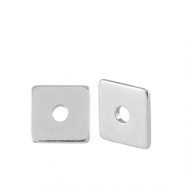 Kralen DQ metaal disc square 6mm Antiek zilver (nikkelvrij)