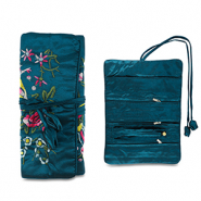 Sieraden reisetui met bloemen Teal blue
