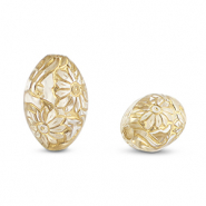 Acryl kralen ovaal met bloemen Transparent-gold