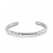 Roestvrij stalen (RVS) Stainless steel armbanden bangle met imitatie parels Silver