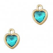 Hangers van Crystal glas hart Aquamarine blue-gold