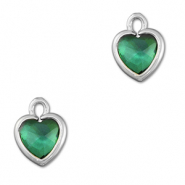Hangers van Crystal glas hart Emerald green-silver