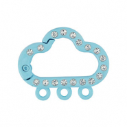 Gekleurde onderdelen sleutelhanger wolk met 3 ogen Light blue