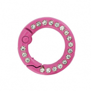 Gekleurde onderdelen sleutelhanger ring Magenta pink
