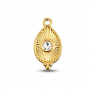 BY31&reg; Roestvrij stalen (RVS) Stainless steel bedels druppel Gold-crystal