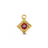 BY31&reg; Roestvrij stalen (RVS) Stainless steel bedels ruit Gold-ruby red