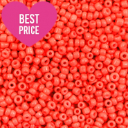 Glaskralen Rocailles 12/0 (2mm) Neon coral red