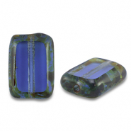 Czech kralen TCB rectangle 12x8mm Transparent dark blue