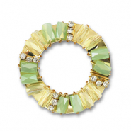 Top facet hangers rond Light green-transparent AB-gold