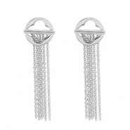 Roestvrij stalen (RVS) Stainless steel oorbellen / oorstekers Silver