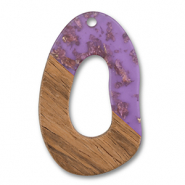 Houten hangers irregular Purple transparent-gold-brown