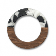 Houten hangers rond Black-white-brown