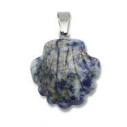 Natuursteen hangers sodaliet en microklien schelp Blue-white