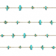 Roestvrij stalen (RVS) Stainless steel onderdelen jasseron howliet irregular Gold-turquoise