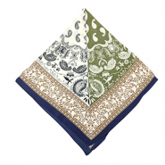 Sjaal met blad Light brown-olive green-dark blue