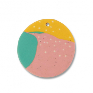 Polymeer hangers rond Green-pink-ochre yellow