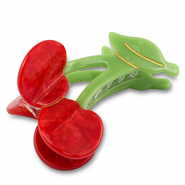 Haaraccessoires haarklem kersen Red-green-gold