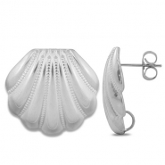 Roestvrij stalen (RVS) Stainless steel onderdelen oorbellen / oorstekers schelp met oogje Silver