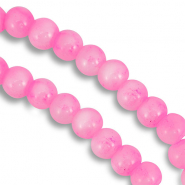 6 mm glaskralen gemêleerd White-pink
