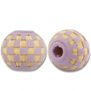 Houten kralen rond 10mm patroon Light purple-natural
