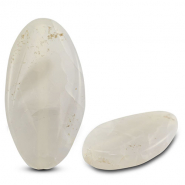 Natuursteen kralen agaat ovaal Transparent grey/transparent light cream peach