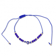 Trendy enkelbandjes mixed beads Dark blue-gold