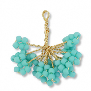 Hangers van glaskralen bloem Gold-turquoise