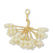 Hangers van glaskralen bloem Gold-off white